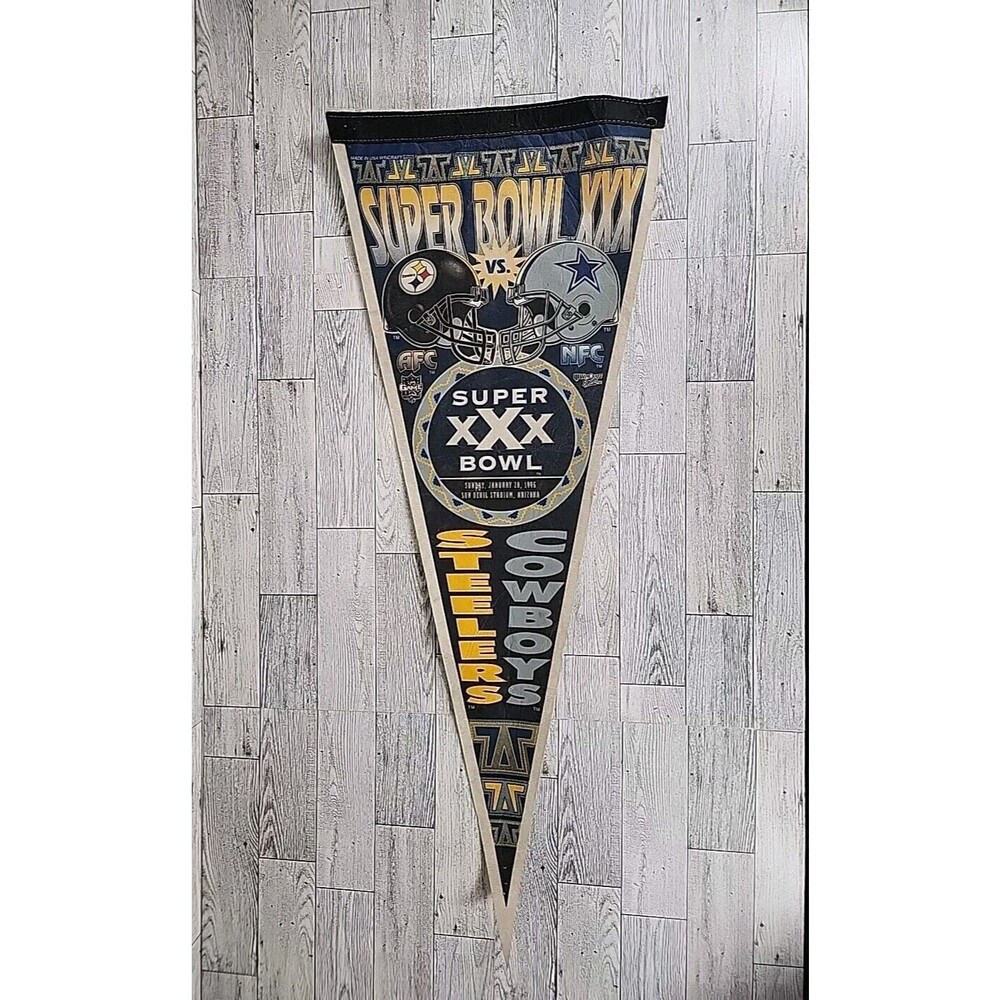 Super Bowl 30 XXX Steelers vs Cowboys Full Size Pennant 29" NFL Football Flag